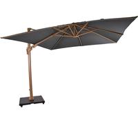 Parasol - 3x3m - aspect bois gris - UV50+ - sans volant - cadre aluminium