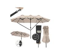 Parasol - TECTAKE - Parasol SILIA en aluminium réglable, protège des UV et du vent, housse incluse, 460 x 270 cm - Beige