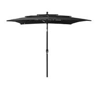 Parasol À 3 Niveaux Avec Mât En Aluminium 2,5 X 2,5 M Noir Helloshop26 02_0008757 Multicolore