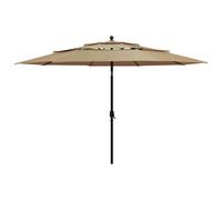 Parasol À 3 Niveaux Avec Mât En Aluminium 3,5 M Taupe Helloshop26 02_0008772 Multicolore
