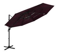 Parasol À 4 Niveaux Avec Mât En Aluminium 3 X 3 M Bordeaux Helloshop26 02_0008789 Multicolore