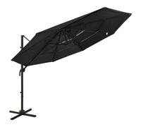 Parasol À 4 Niveaux Avec Mât En Aluminium 3 X 3 M Noir Helloshop26 02_0008791 Multicolore