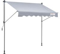 Parasol à auvent 3 x 1,2 m en aluminium et acier, réglable en hauteur de 2,2 à 3,1 m, pliable, étanche à l'air, auvent rabattable, s'ouvrant jusqu'à 180 degrés, double revêtement PU, parasol de balcon