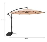 Parasol à bras articulé 3 m, beige. Parasol suspendu en forme de banane avec pied en demi-éventail. Protection solaire de jardin. Toile de parasol. Terrasse. Espace extérieur. Protection UV. Manivelle