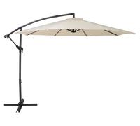 Parasol à bras articulé 3 m – Crème Parasol suspendu Parasol banane Jardin Terrasse Protection solaire Toit de parasol Espace extérieur Parasol Protection UV Manivelle 8 baleines Housse imperméable in