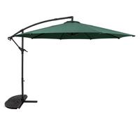 Parasol à bras articulé 3 m, gris. Parasol suspendu en forme de banane avec pied en demi-éventail. Protection solaire de jardin. Toile de parasol. Terrasse. Espace extérieur. Protection UV. Manivelle.