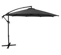 Parasol à bras articulé 3 m – Gris Parasol suspendu Parasol banane Jardin Terrasse Protection solaire Toit de parasol Espace extérieur Parasol Protection UV Manivelle 8 baleines Housse imperméable inc