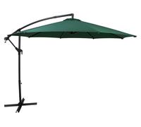 Parasol à bras articulé 3 m – Vert Parasol suspendu Parasol banane Jardin Terrasse Protection solaire Toit de parasol Espace extérieur Parasol Protection UV Manivelle 8 baleines Housse imperméable inc
