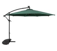 Parasol à bras articulé LED 3 m vert - Parasol suspendu en forme de banane avec pied en demi-éventail - Protection solaire de jardin - Toile de parasol - Terrasse - Espace extérieur - Protection UV -