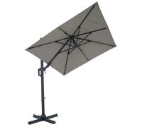Parasol à bras libre avec pied David 210 x 210 cm, gris clair, protection UV 50+, manivelle, pivotant à 360°, carré, réglable en hauteur, pour balcons