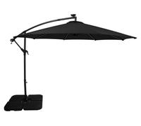 Parasol à LED, diamètre 3 mètres, avec base lestée carrée – Noir