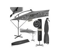 Parasol à LED solaire Sunna avec manivelle 2,5 x 2,5 m - gris clair
