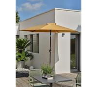Parasol à manivelle en aluminium et toile - jaune moutarde