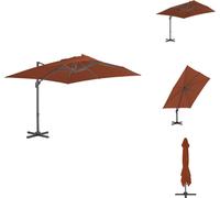 Parasol à mât central vidaXL avec mât en aluminium, rouge terre cuite, 400 x 300 cm - Parasols et protections solaires