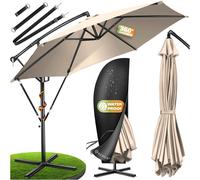 Parasol à mât incliné KESSER® en aluminium + housse Ø 300 cm / Ø 350 cm avec manivelle Parasol à manivelle avec pied Protection UV Toile en aluminium hydrofuge - Parasol de jardin, parasol de marché