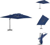Parasol à pied central vidaXL avec mât en aluminium, 4 x 3 m, bleu azur - Parasols et protections solaires