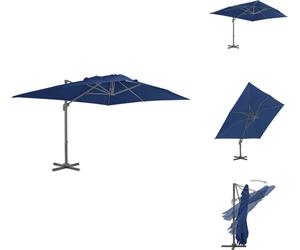 Parasol à pied central vidaXL avec mât en aluminium, 4 x 3 m, bleu azur - Parasols et protections solaires