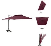 Parasol à pied croisé avec système d'aération vidaXL, 300 x 300 cm, rouge bordeaux - Parasols et protections solaires