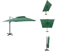 Parasol à pied croisé avec système d'aération vidaXL 300 x 300 cm Vert - Parasols et protections solaires