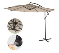 Acerra, parasol, protection solaire, Ø 3m inclinable, polyester/acier 11kg ~ sable-beige sans support