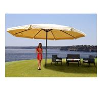 Parasol Aluminium Meran Pro Ø 5m Avec Volant Crème Gris