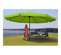 Parasol Meran Pro, parasol de marché gastronomique avec volant Ø 5m polyester/alu 28kg ~ vert sans support