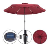 KINGSLEEVE® Parasol de jardin extérieur LED solaire 330cm rouge Pare-soleil en aluminium avec manivelle Protection UV 80+