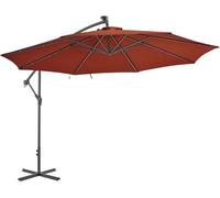 Parasol avec éclairage LED, parasol, ombrelle, auvent, parasol, parasol triple, parasol de jardin, tonnelles et auvents, parasol de marché, store d'extérieur, pot en terre cuite de 350 cm