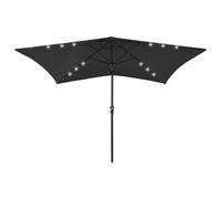 Parasol Avec Led Et Mât En Acier 2 X 3 M Noir Helloshop26 02_0008068 Multicolore