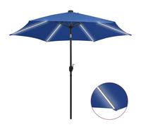 Parasol Avec Led Et Mât En Aluminium 300 Cm Bleu Azuré Helloshop26 02_0008084 Multicolore