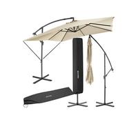 Parasol avec manivelle 2,5x2,5m inclinaison réglable en continu beige