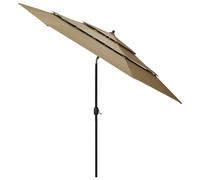 Parasol avec mât en aluminium 3 couches Taupe 3 m