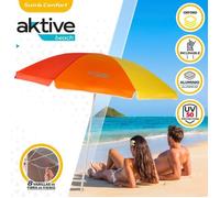 AKTIVE Parasol, Ø180 cm, avec Filtre UV50 Protection, Mât Ø22-25 mm, Comprend Sac de Transport, Parasol Pliable, Imprimé Multicolore, Beach