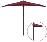 Parasol balcon Mât en aluminium rouge bordeaux 300x155x223cm semi-circulaire