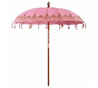 Parasol balinais - vidaXL - Rose - Résistant à l'eau - Pliable - Coton laqué - Bois solide - 215 cm diamètre