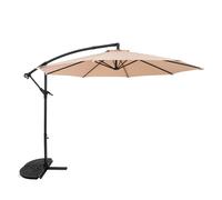 Parasol Banane à Mât Déporté Beige 3 m & Demi-Pied Jardin Terrasse Extérieur