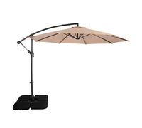 Parasol Banane à Mât Déporté Beige 3 m & Pied Carré Jardin Terrasse Extérieur