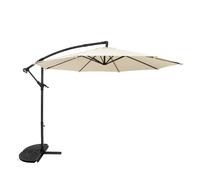 Parasol Banane à Mât Déporté Crème 3 m & Demi-Pied Jardin Terrasse Extérieur