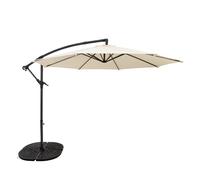 Parasol Banane à Mât Déporté Crème 3 m & Pied Rond Jardin Terrasse