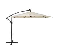 Parasol Banane à Mât Déporté Crème à LED 3 m Jardin Terrasse Parapluie
