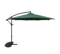 Parasol Banane à Mât Déporté Gris 3 m & Demi-Pied Jardin Terrasse Extérieur