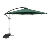 Parasol à bras articulé 3 m, gris. Parasol suspendu en forme de banane avec pied en demi-éventail. Protection solaire de jardin. Toile de parasol. Terrasse. Espace extérieur. Protection UV. Manivelle.