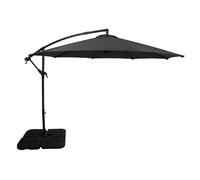 Parasol Banane à Mât Déporté Gris 3 m & Pied Carré Jardin Terrasse Extérieur