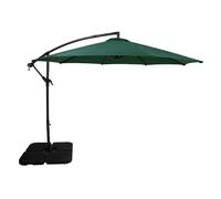 Parasol Banane à Mât Déporté Vert 3 m & Pied Carré Jardin Terrasse Extérieur