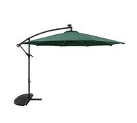 Parasol à bras articulé LED 3 m vert - Parasol suspendu en forme de banane avec pied en demi-éventail - Protection solaire de jardin - Toile de parasol - Terrasse - Espace extérieur - Protection UV -