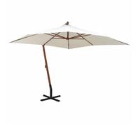 vidaXL Parapluie 300 x 300 cm mât en bois blanc