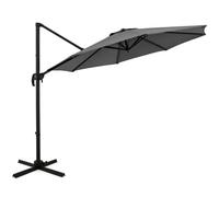 Parasol Cantilever Rond 308 X 248 Cm Avec Inclinaison Réglable Et Rotation À 360° Design Extérieur En Polyester Gris Helloshop26 20_0013003 Multicolore