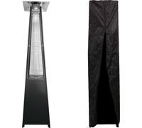 Parasol chauffant gaz STOCKHOLM 13kW acier noir + housse de protection