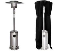 Parasol chauffant OSLO - chauffage d'extérieur gaz - acier inox + housse