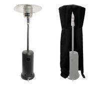 Parasol chauffant OSLO - chauffage d'extérieur gaz - acier noir + housse